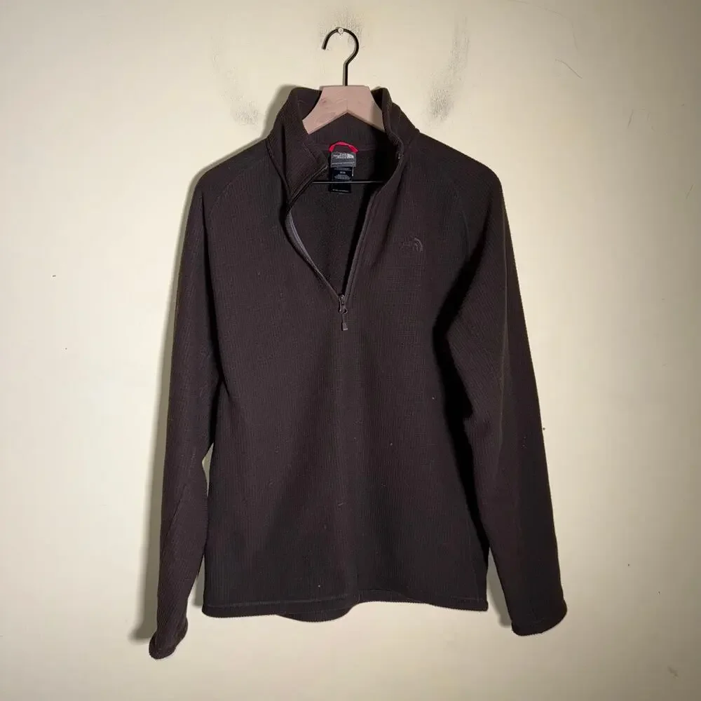 THE NORTH FACE chocolate brown waffle knit quarter zip outdoor pullover M